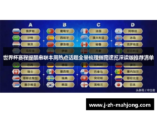 世界杯赛程提醒串联本周热点话题全景梳理指南速览深读版推荐清单